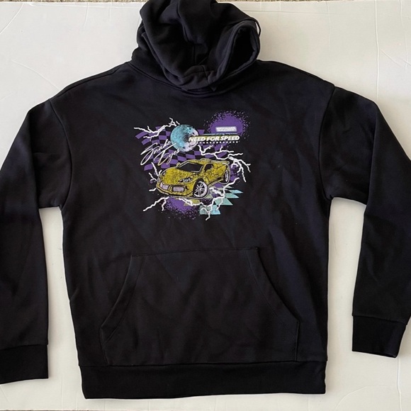 Black Multicolor Need to Speed Graphic Hooded Sweater - Picture 2 of 6